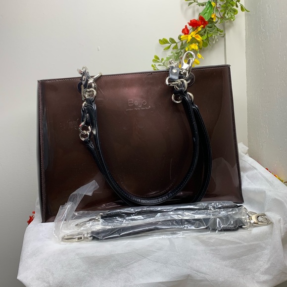 Beijo Handbags - Beijo Brown Patent Shoulder Bag